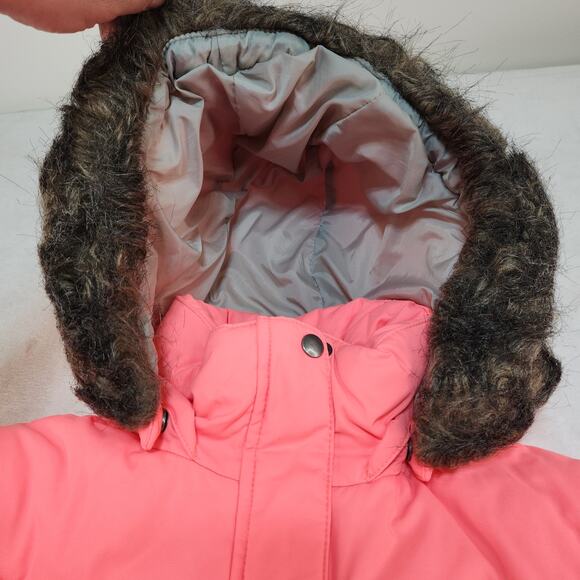 Columbia Puffer Jacket Womens Medium Neon Pink Florescent Hood Coral Pink - Picture 5 of 16
